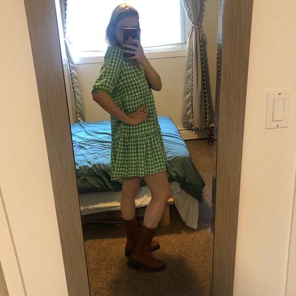 BB Dakota Picnic Ready Green Gingham Dress - size small - Picture 5 of 5